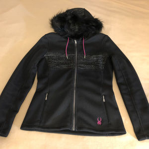 SPYDER Soiree Faux Fur Trim Front Zip Hoodie